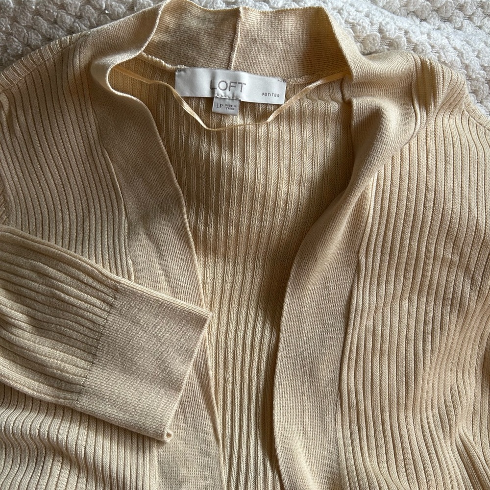 LOFT Longline Ribbed Duster Cardigan LP Petite Large